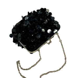𝅺bi Joux Terner Black Party Sequin Bag With Silver Chain